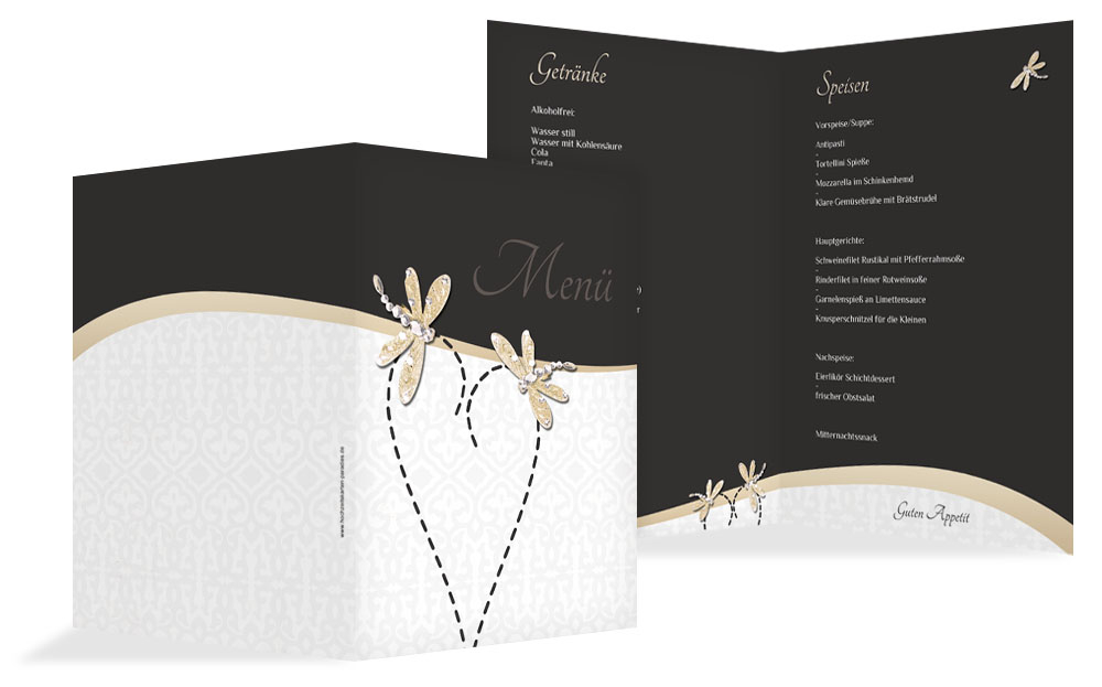 Menükarte Hochzeit Unzertrennlich