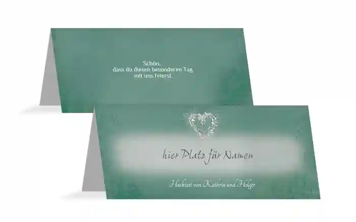 Tischkarte Hochzeit glamour heart Tischkarte Hochzeit glamour heart
