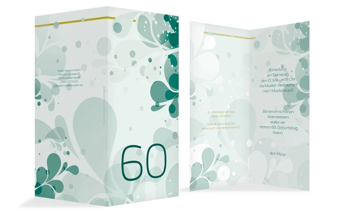 Geburtstagskarte Einladung Floral 60 Geburtstagskarte Einladung Floral 60