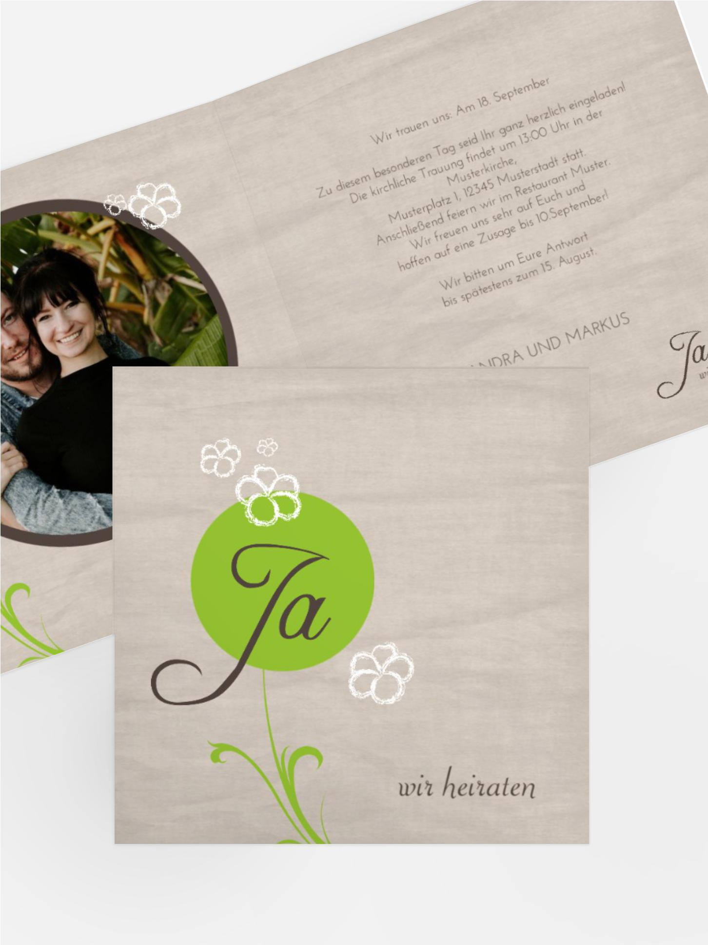 Hochzeitskarte Einladung Fantasyflower