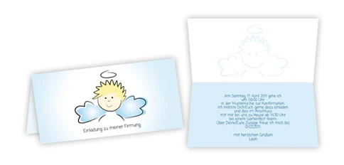 Einladungskarte Kommunion Engelchen Jungs Einladungskarte Kommunion Engelchen Jungs
