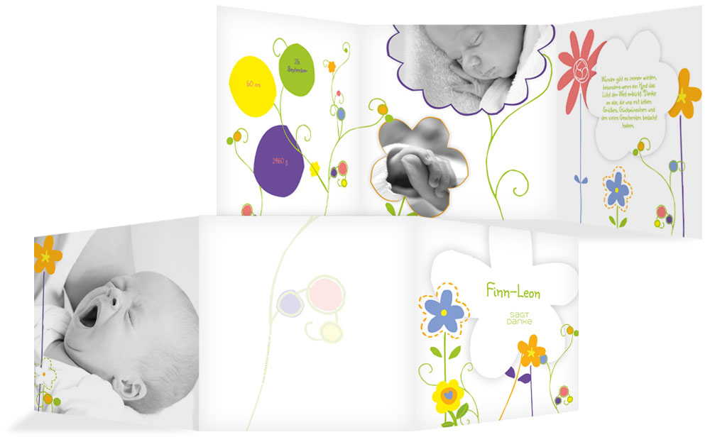 Baby Dankeskarte Zauberblumen Baby Dankeskarte Zauberblumen
