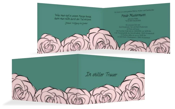 Trauerkarte Rosen quer