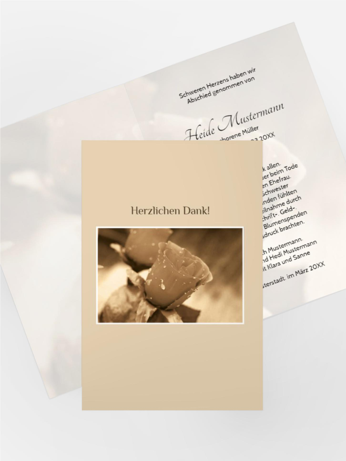 Dankeskarte Rose hoch