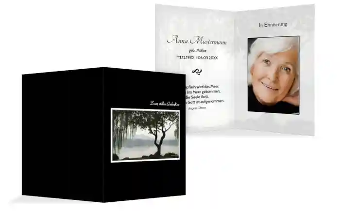 Sterbebildkarte Baum am See