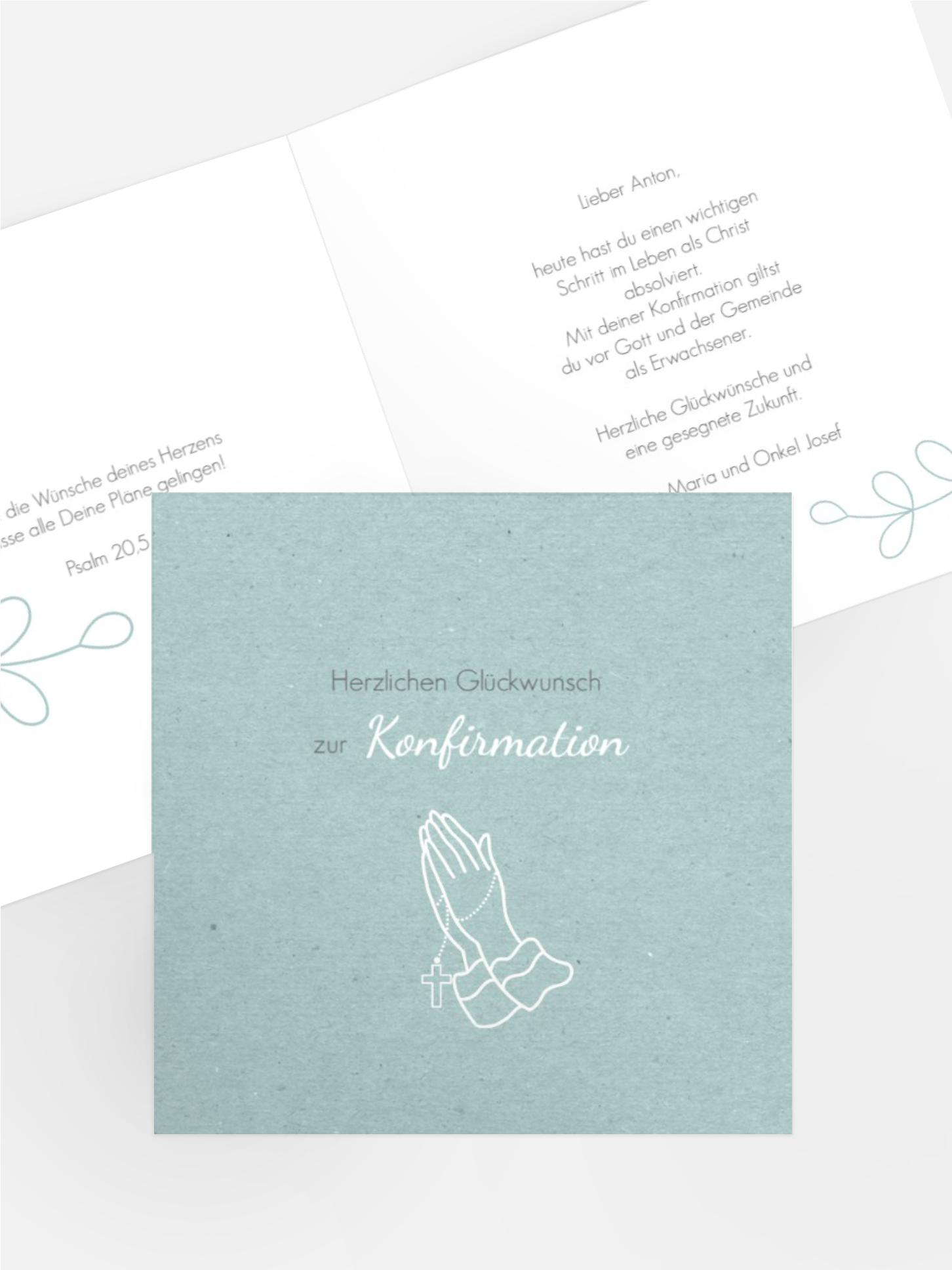 Glückwunschkarte Konfirmation Kreuz in Händen