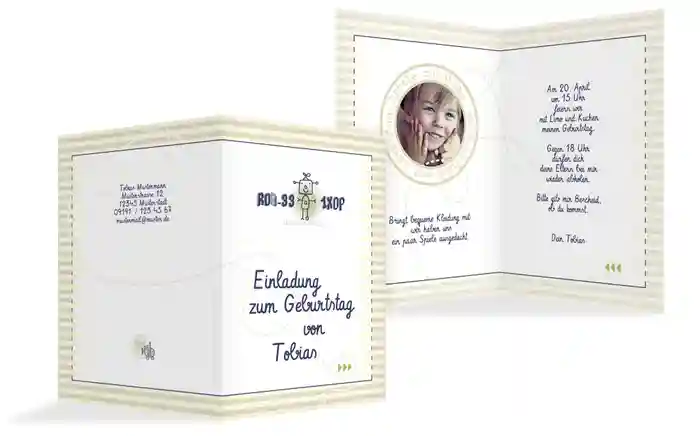 Einladungskarte Geburtstag kleiner Roboter Foto