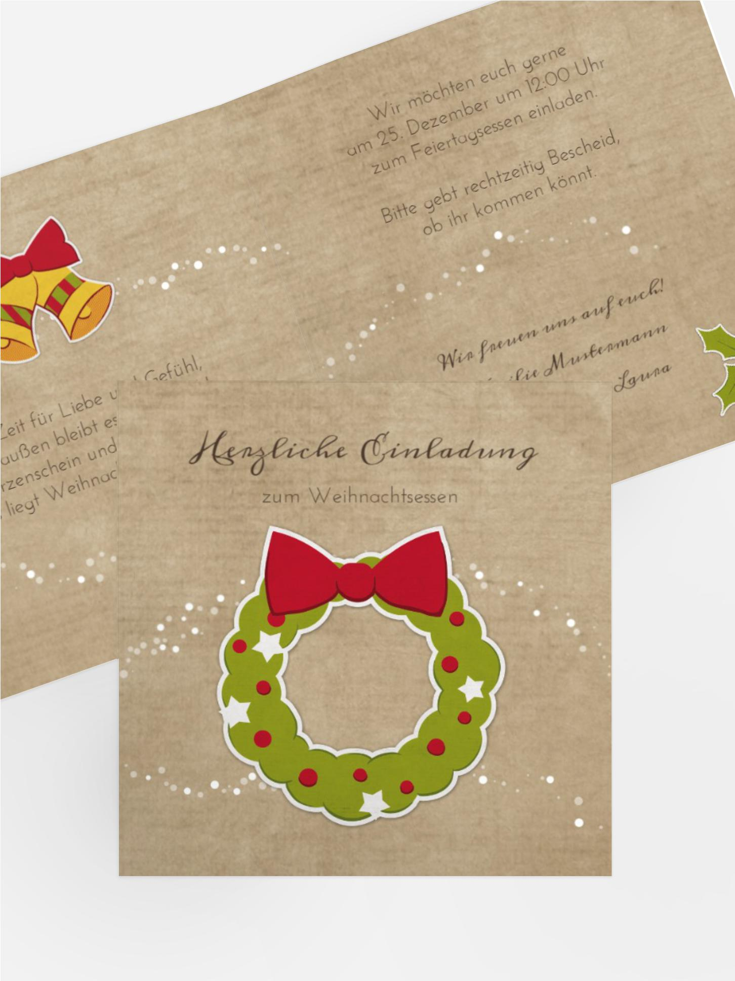 Weihnachtseinladung Weihnachtskranz