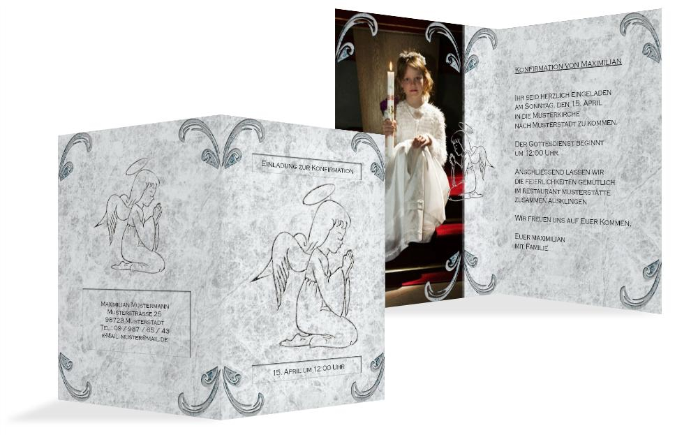 Einladung zur Konfirmation Relief-Engelchen Einladung zur Konfirmation Relief-Engelchen
