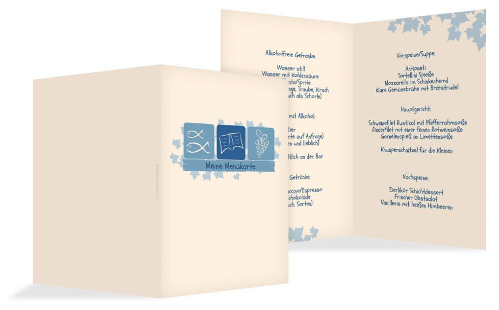 Menükarte Kommunion Blatt Menükarte Kommunion Blatt