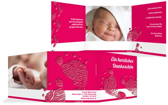 Dankeskarte Taufe Footprints
