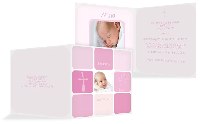 Einladung zur Taufe Kästchen
