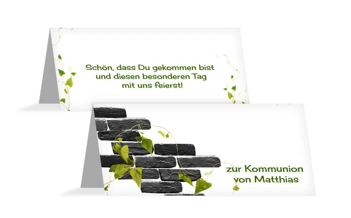 Tischkarte Kommunion Efeu