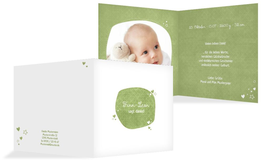 Baby Dankeskarte herzliche Sternchen Baby Dankeskarte herzliche Sternchen