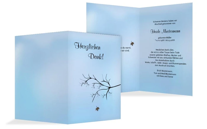 Dankeskarte Blatt hoch