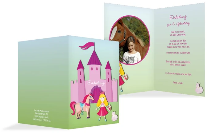 Einladung zum Kindergeburtstag Märchenprinzessin Foto Einladung zum Kindergeburtstag Märchenprinzessin Foto