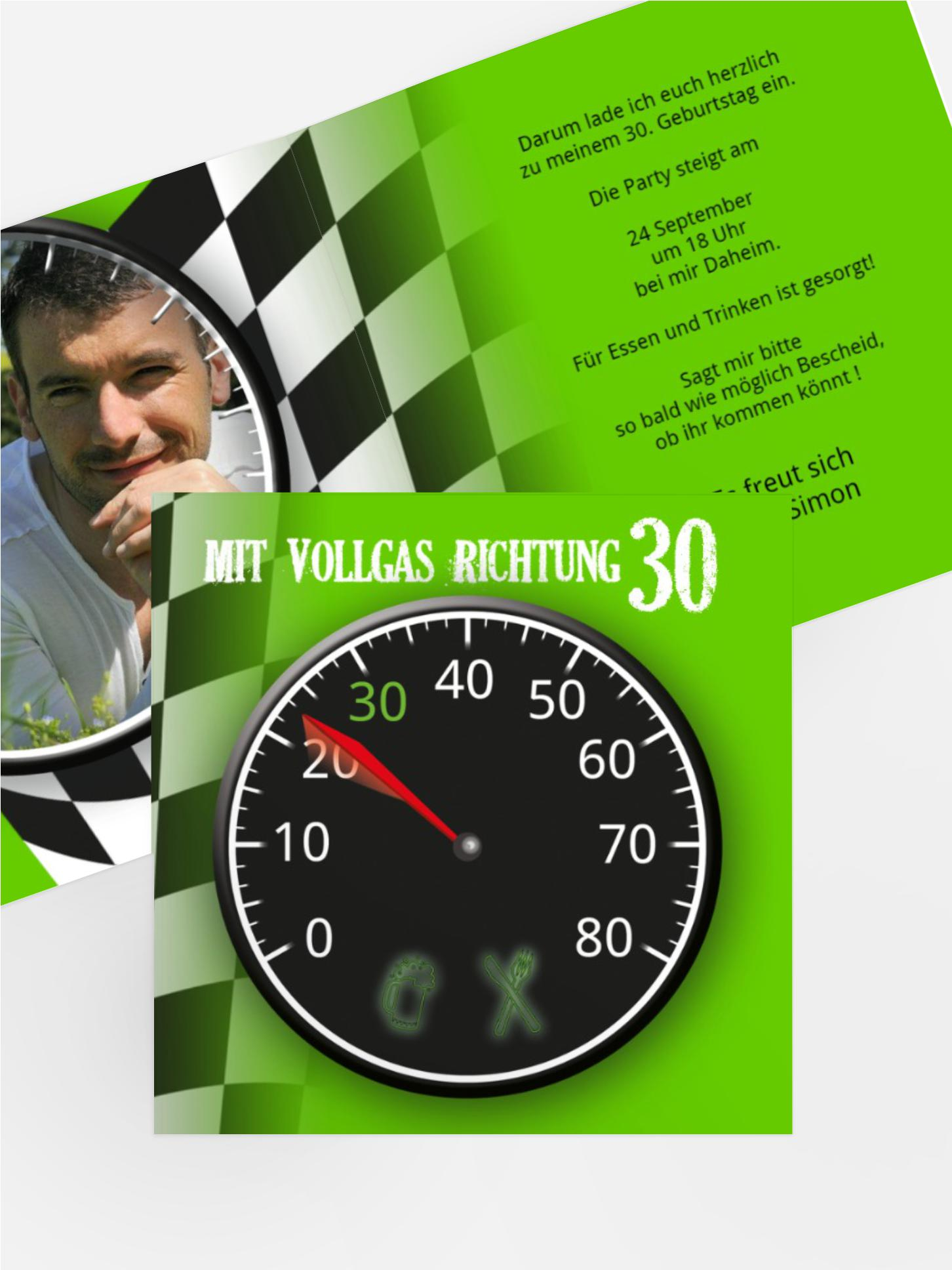 Einladungskarte Geburtstag Vollgas 30