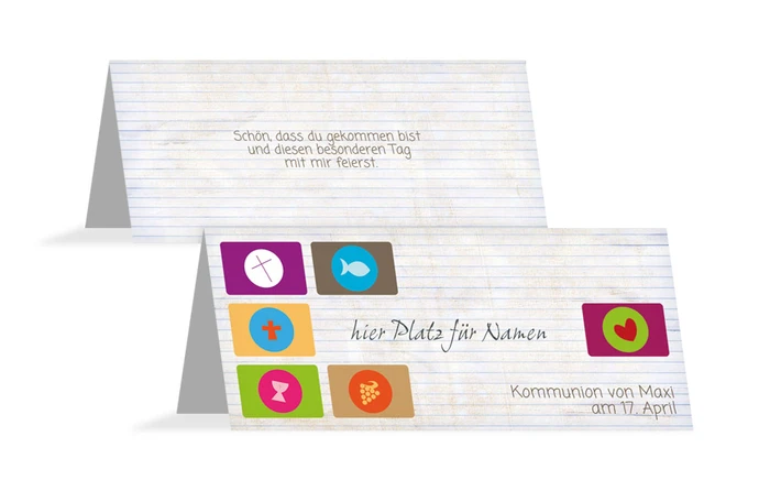 Tischkarte Kommunion buttons