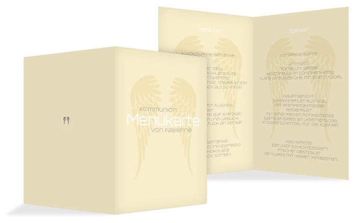 Menükarte Kommunion Schutzengel Menükarte Kommunion Schutzengel