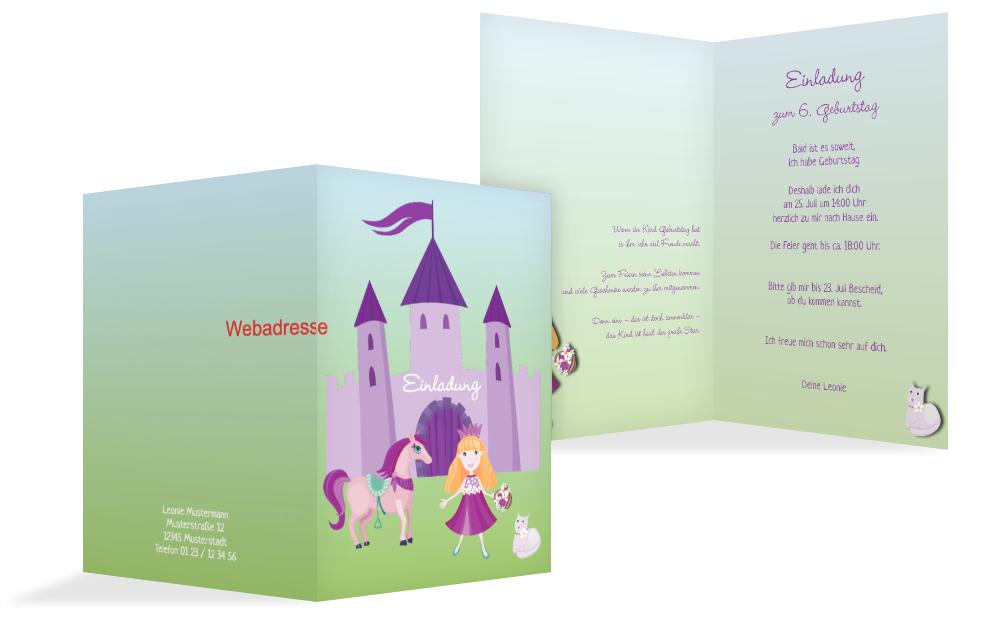 Einladung zum Kindergeburtstag Märchenprinzessin