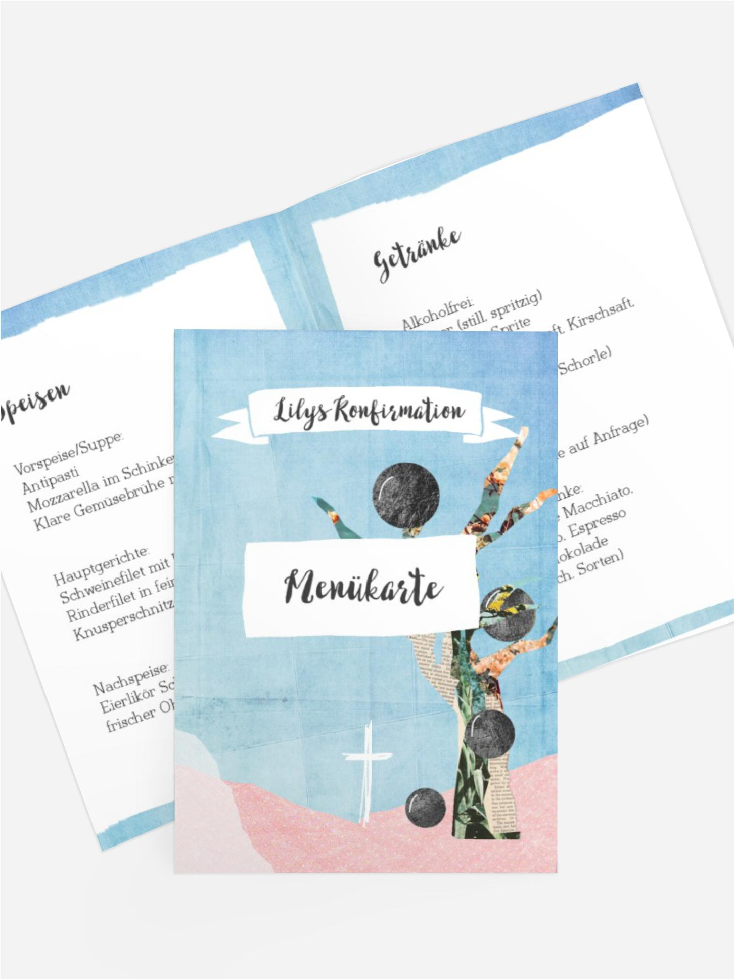 Menükarte Konfirmation Collage