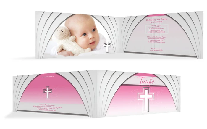 Einladungskarte Taufe Gotischer Bogen