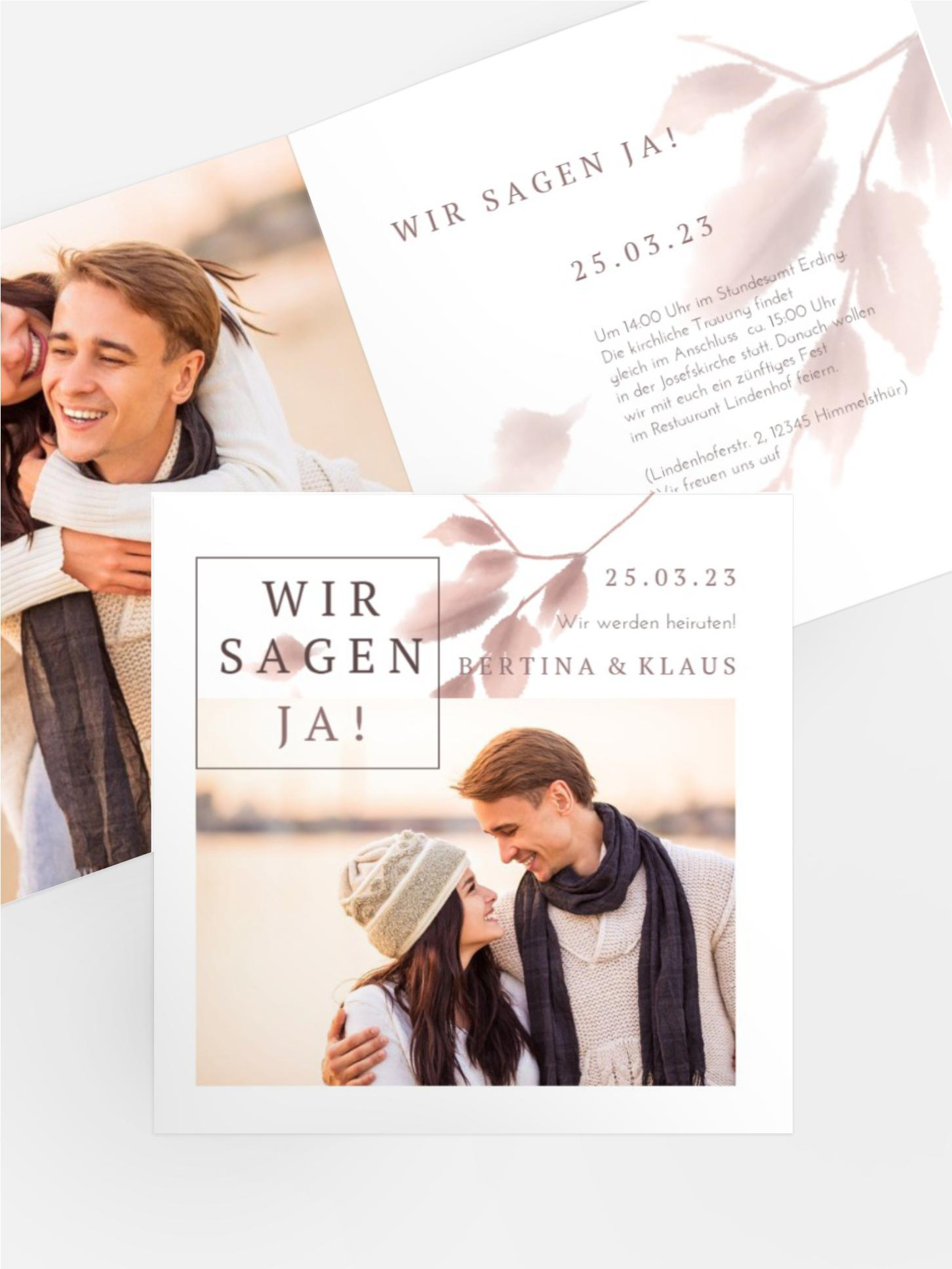 Hochzeitseinladung Liebes Anmerkung