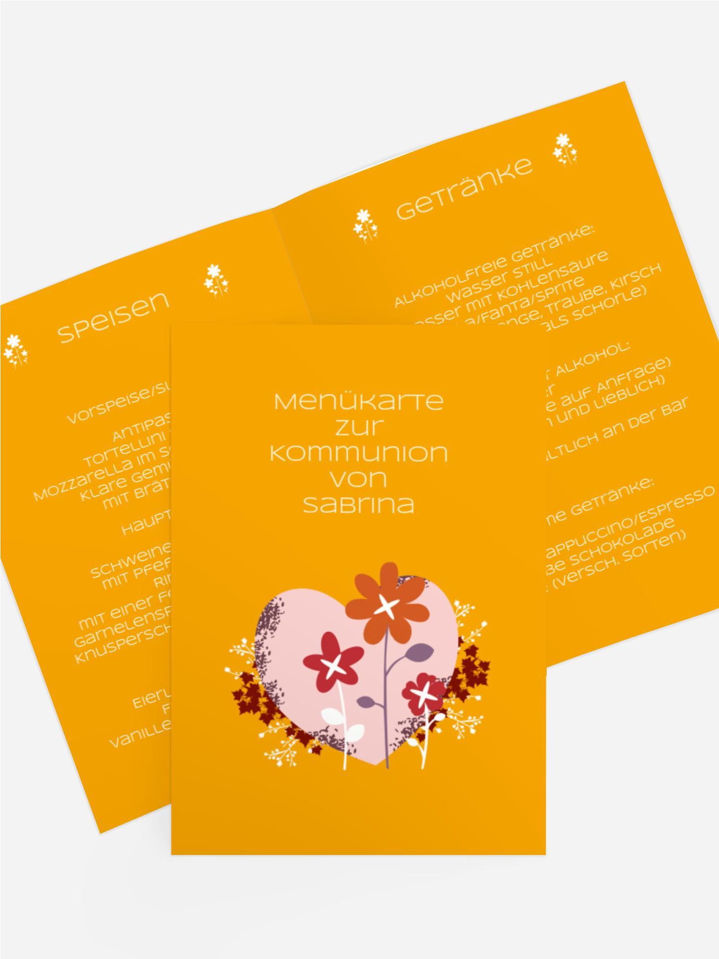 Menükarte Kommunion Herz