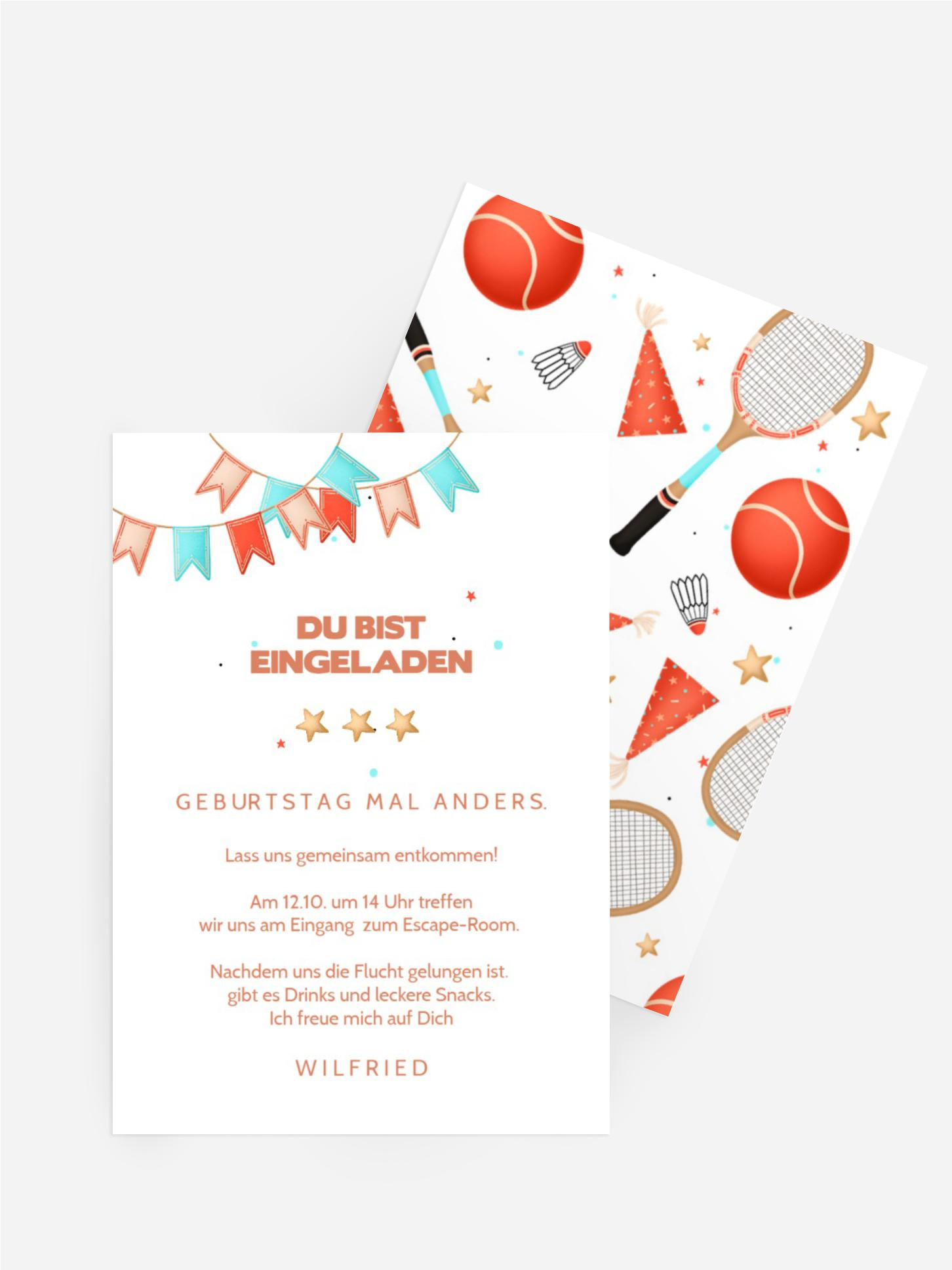 Jugendliche Geburtstagseinladung Sportmuster