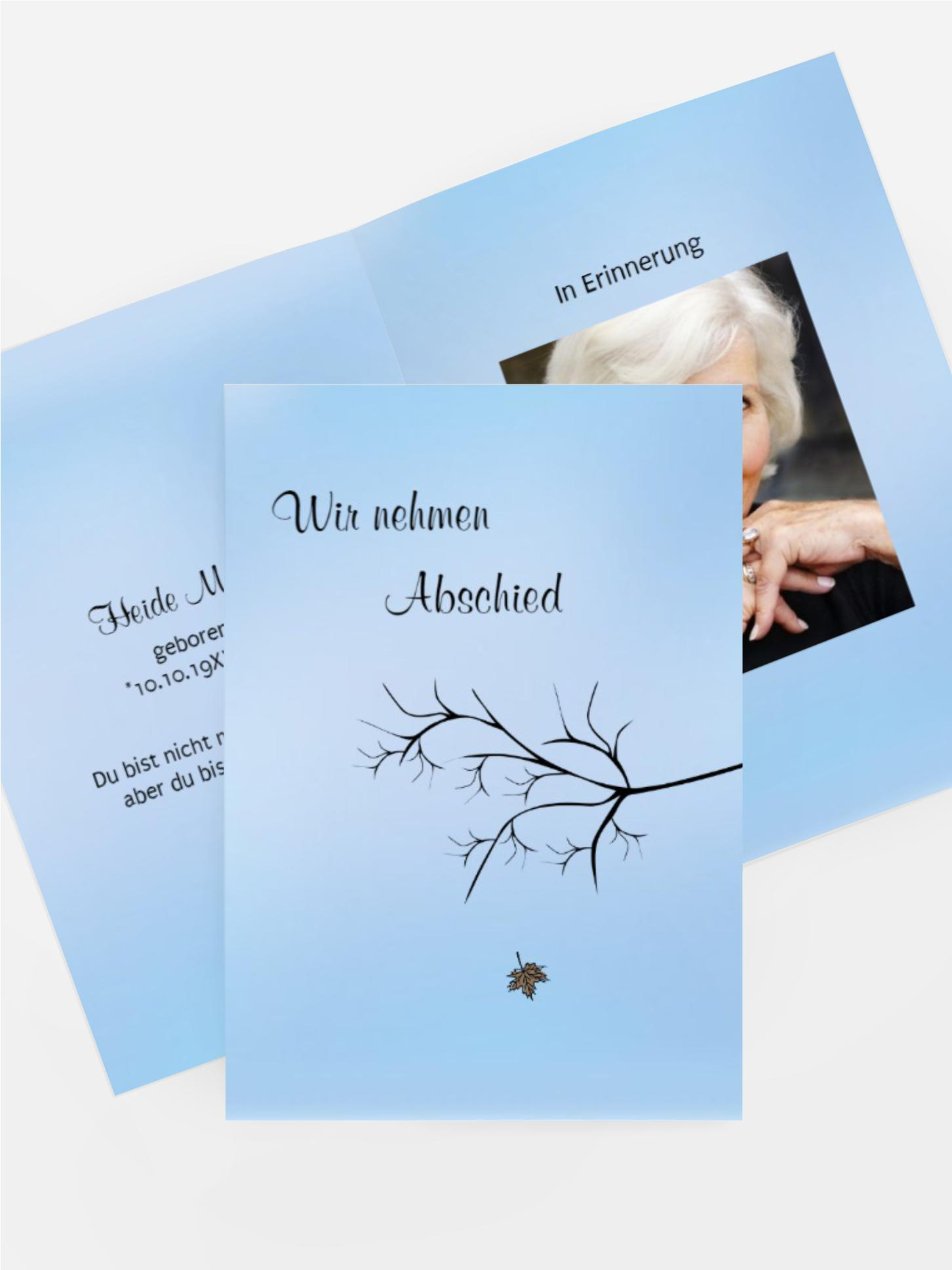 Sterbebildkarte Blatt
