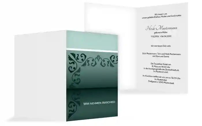 Trauerkarte Briefpapier hoch Trauerkarte Briefpapier hoch