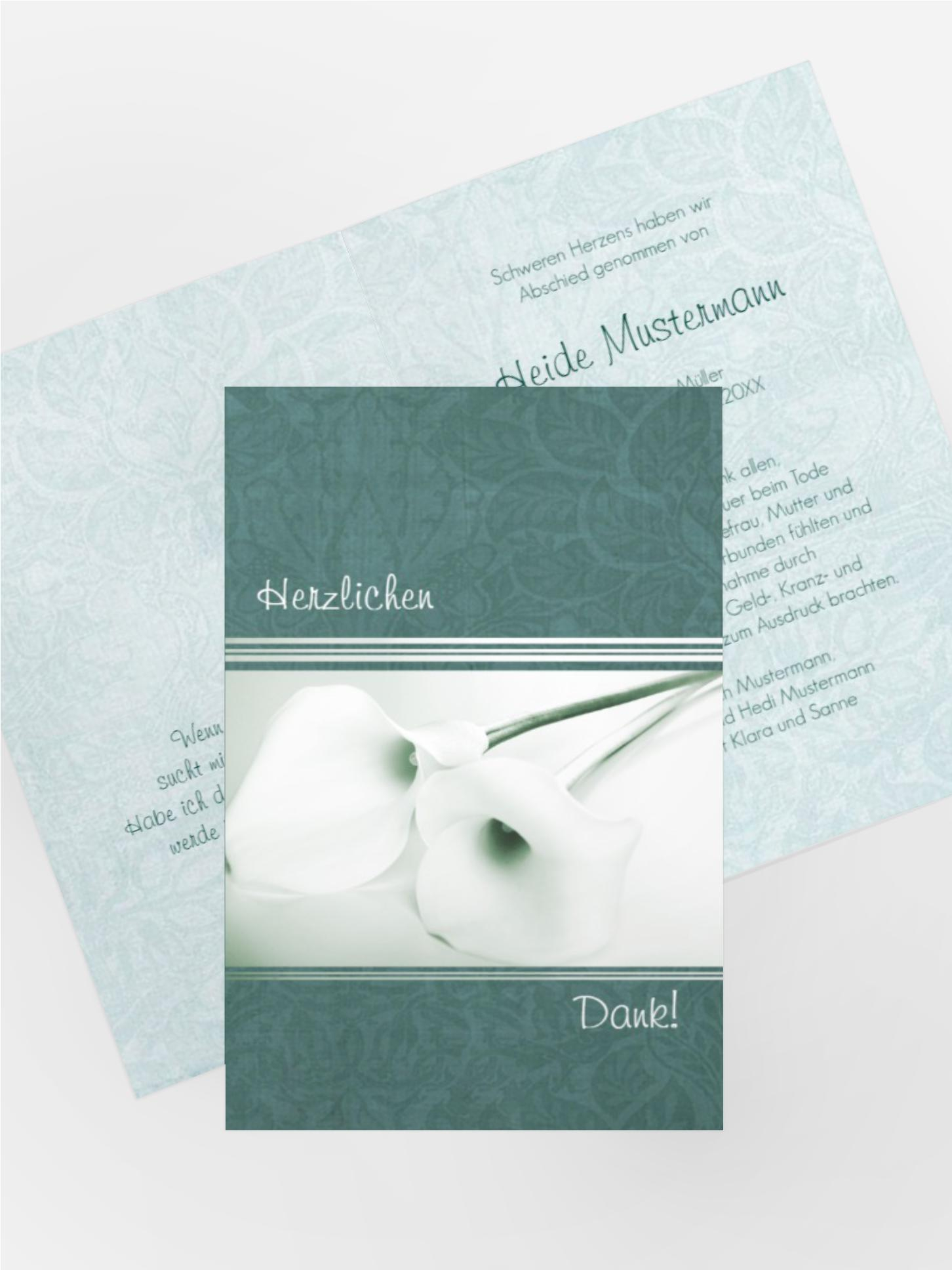 Dankeskarte Calla Lilie hoch Dankeskarte Calla Lilie hoch