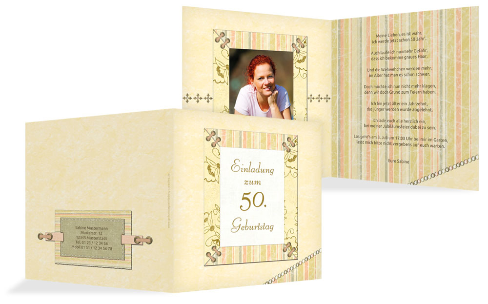 Geburtstagseinladungskarte Nostalgie 50 Foto Geburtstagseinladungskarte Nostalgie 50 Foto