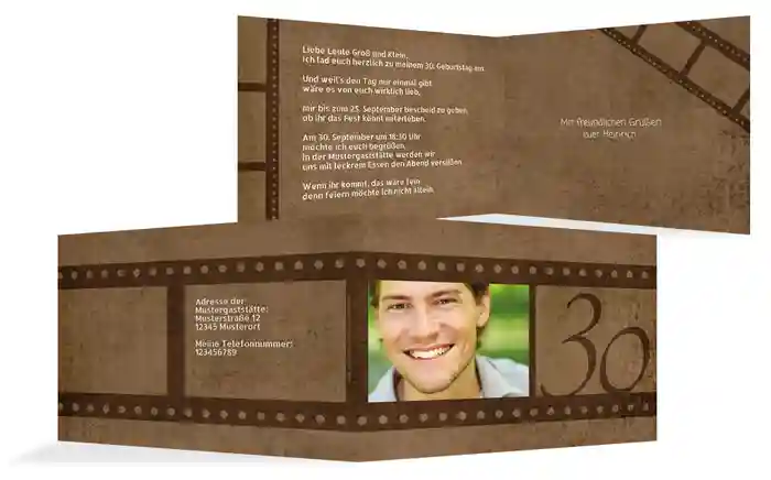 Geburtstagseinladung Retrofilm 30 Foto