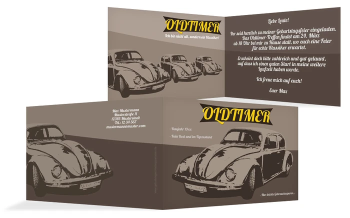 Einladung zum Geburtstag Oldtimer