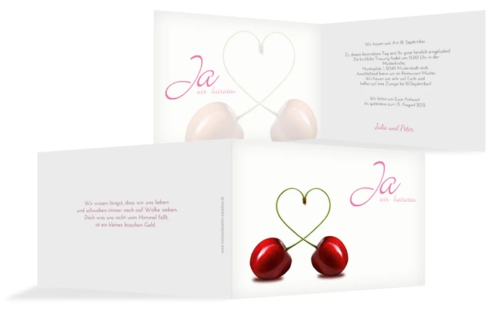 Einladung zur Hochzeit Kirsche