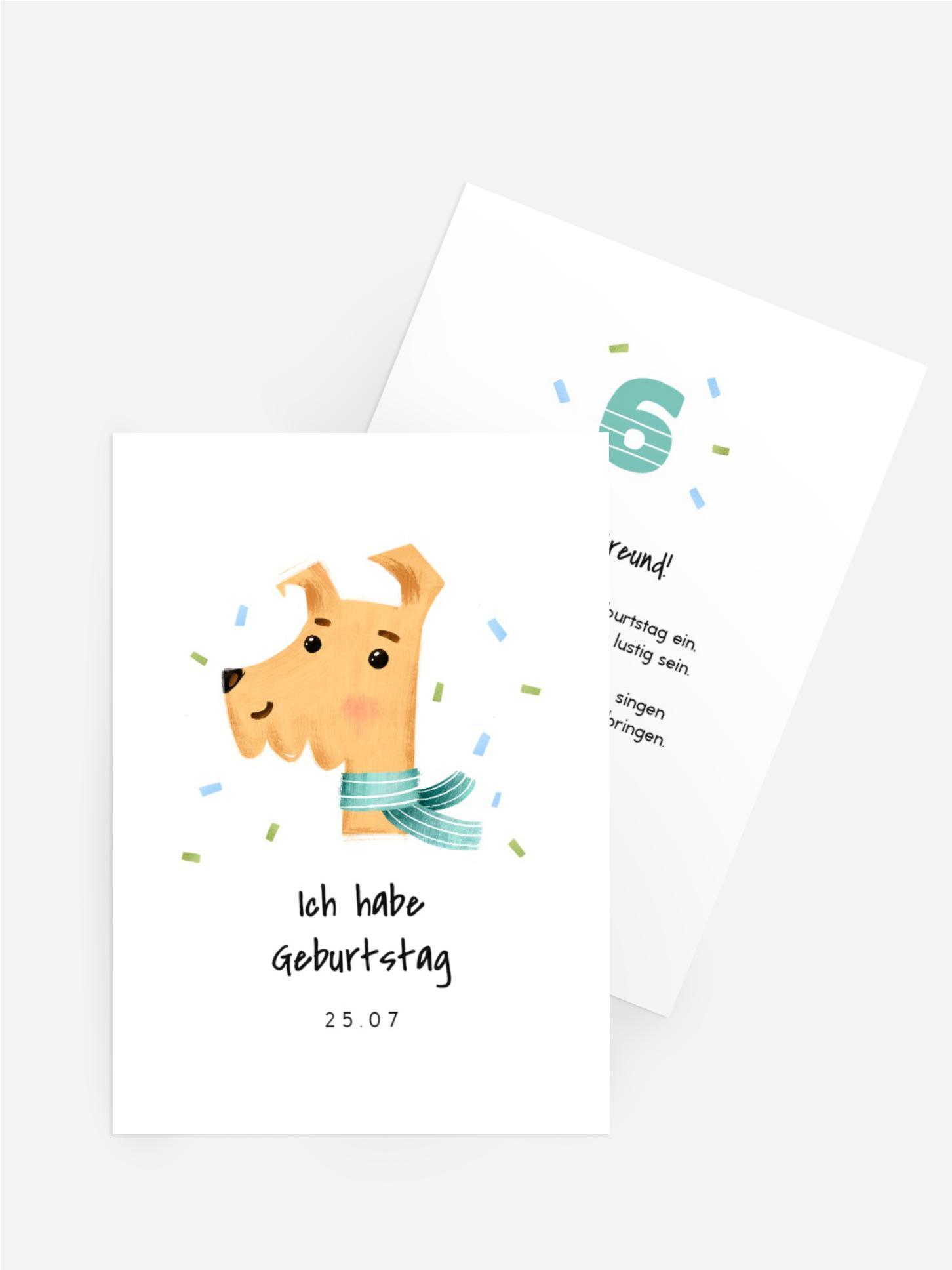 Kindergeburtstagseinladung Gelber Hund