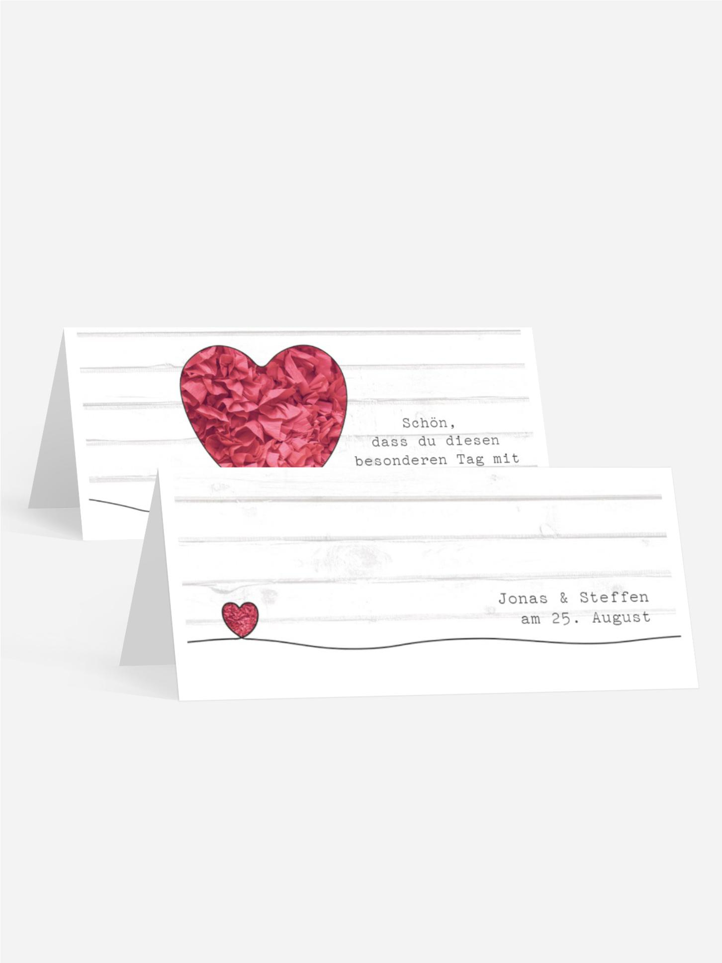 Tischkarte zur Hochzeit Mr+Mr