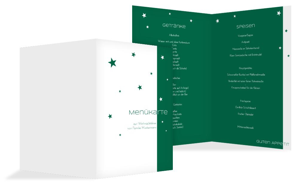 Menükarte zur Weihnachtsfeier Classic Stars