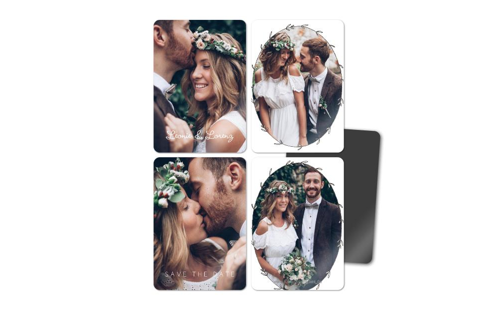 Fotomagnete zur Hochzeit Blumenranke