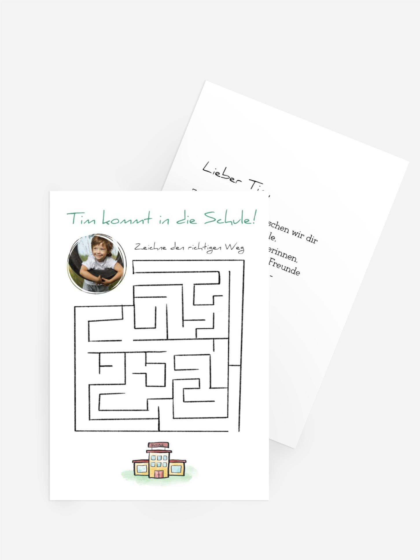 Glückwunschkarte zur Einschulung Labyrinth