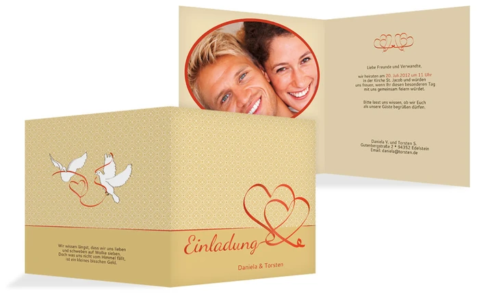 Einladungskarte Turteltäubchen