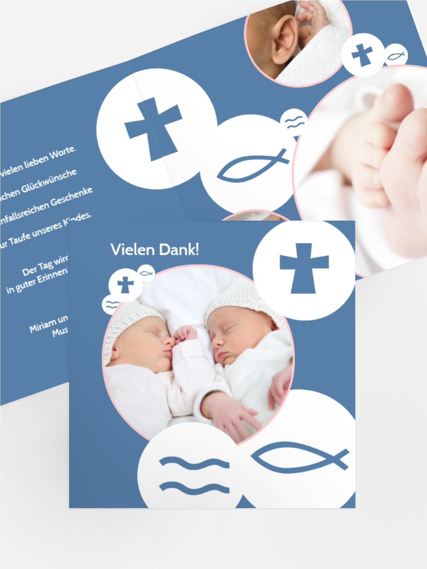Dankeskarte Taufe Taufsymbole
