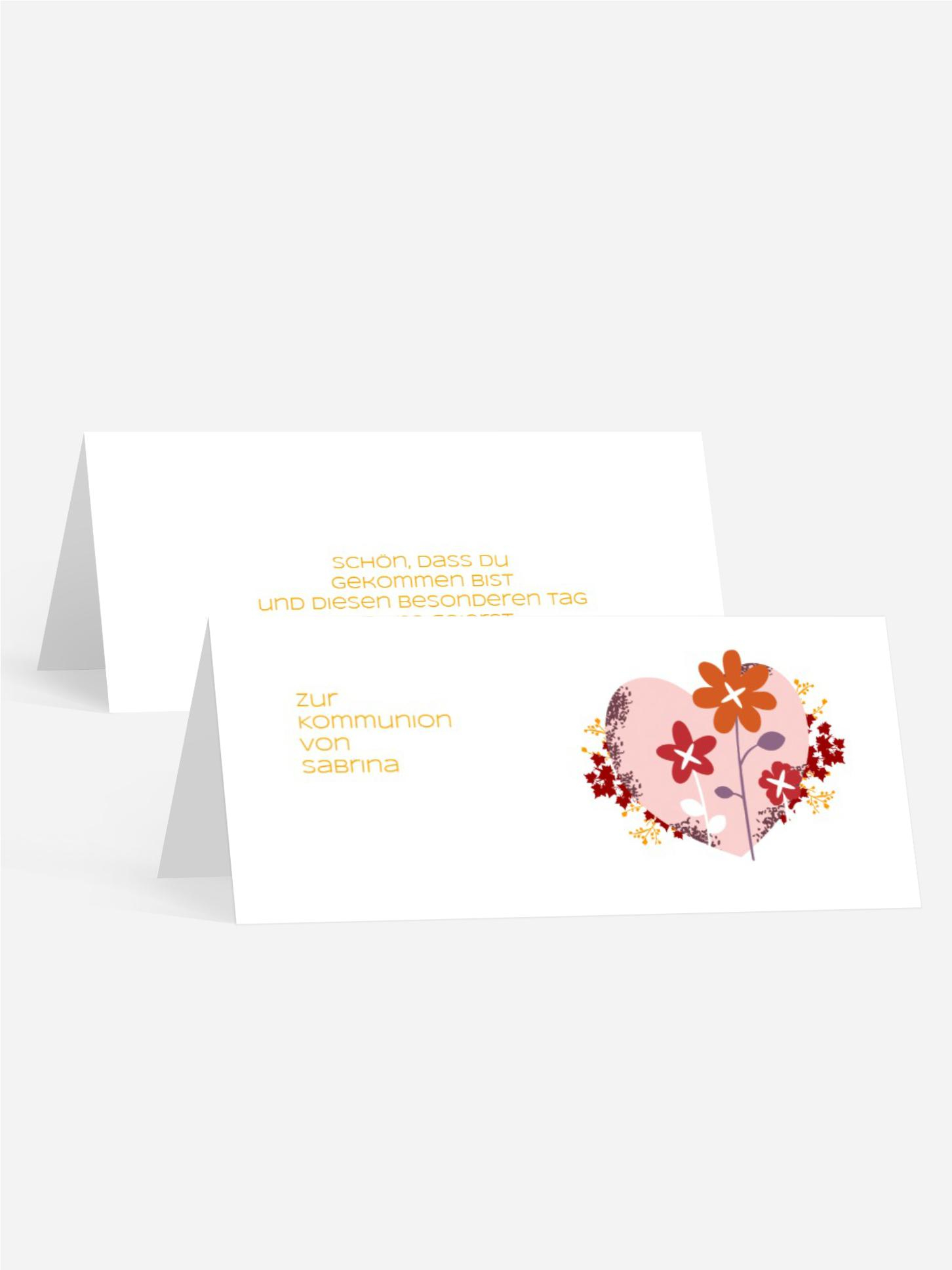 Tischkarte Kommunion Herz