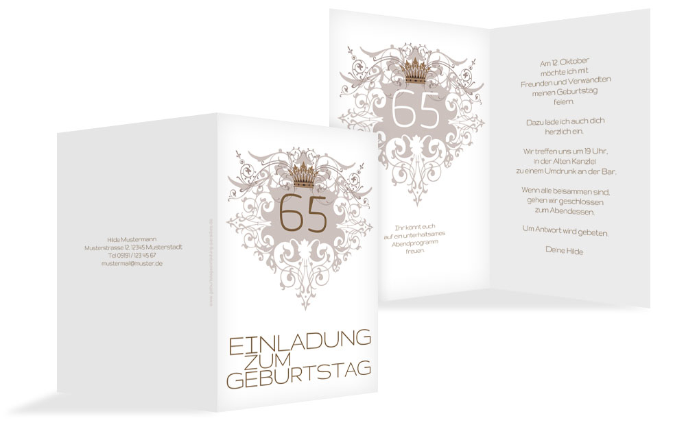 Einladung zum Geburtstag Krone 65 Einladung zum Geburtstag Krone 65
