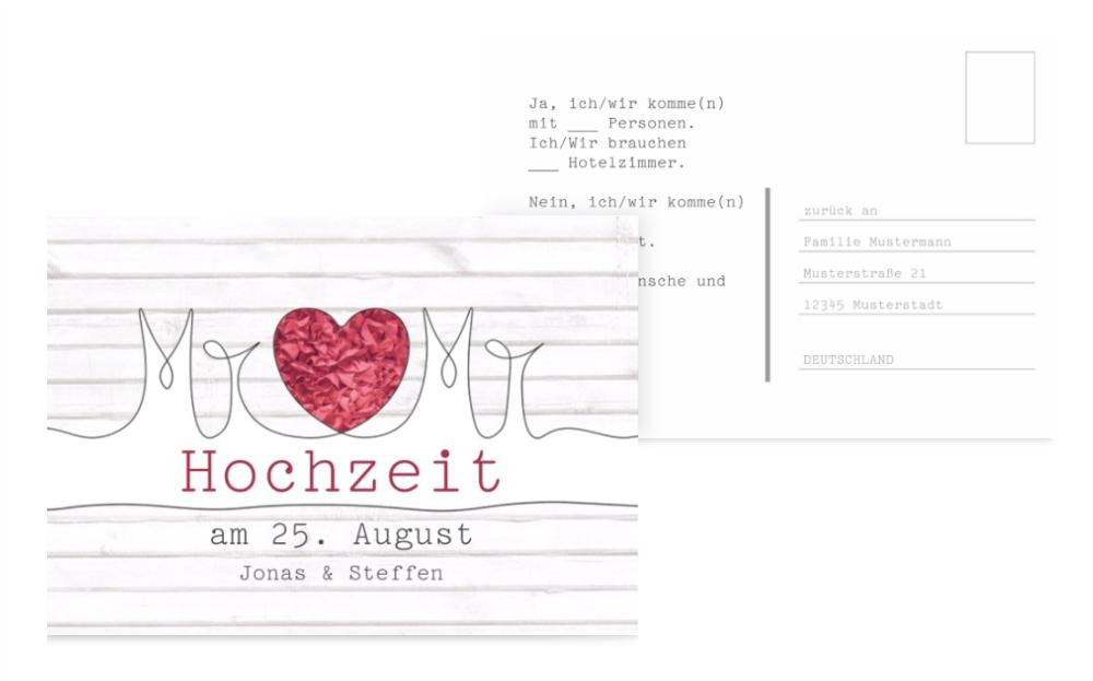 Antwortarte zur Hochzeit Mr+Mr