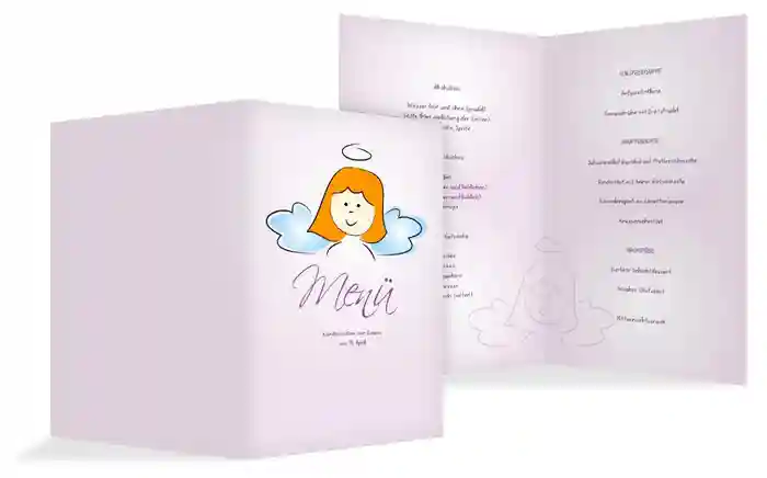 Menükarte Konfirmation Engelchen Mädchen