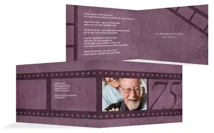 Geburtstagseinladung Retrofilm 75 Foto