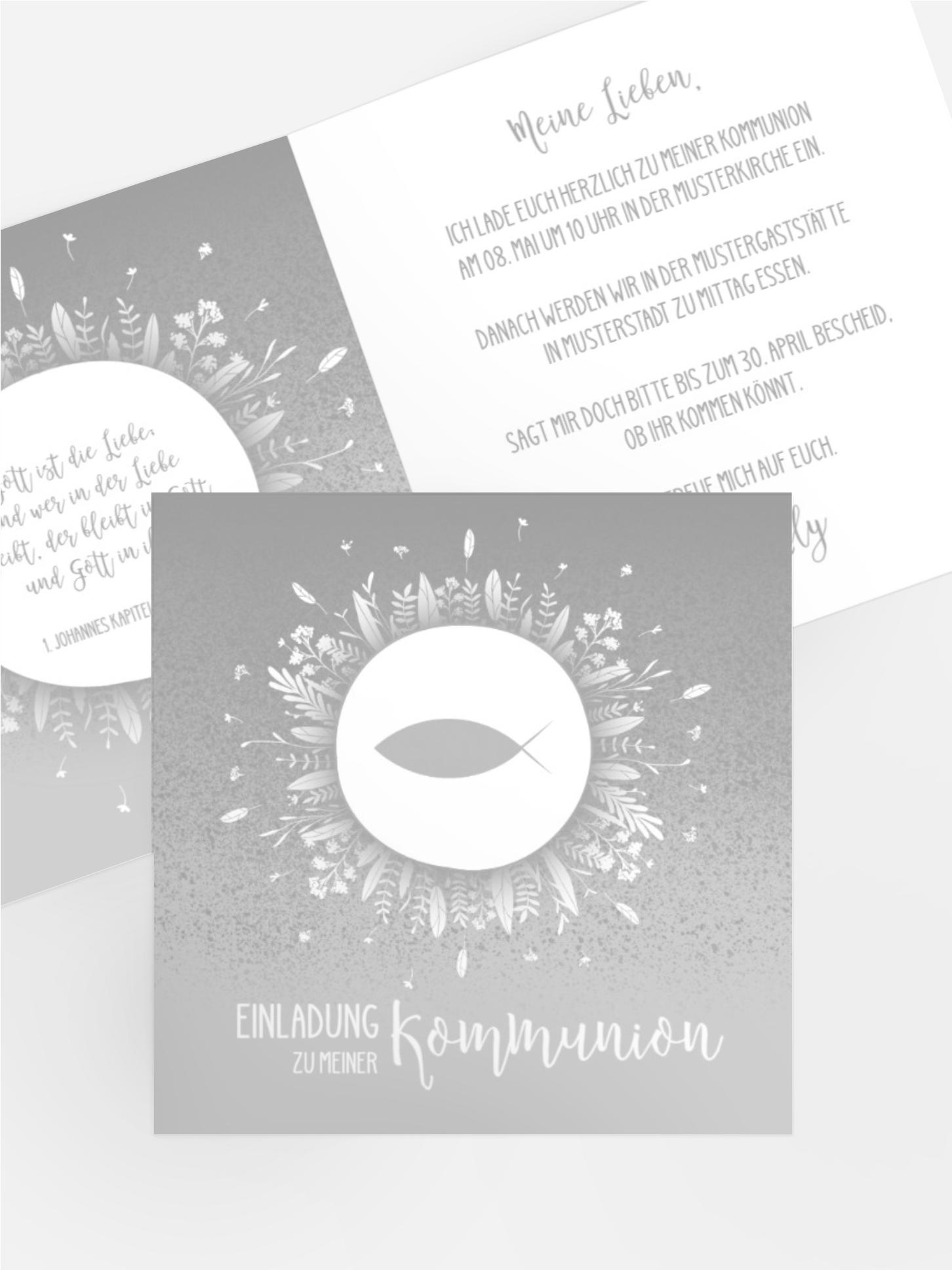 Einladungskarte Kommunion Blumenfisch