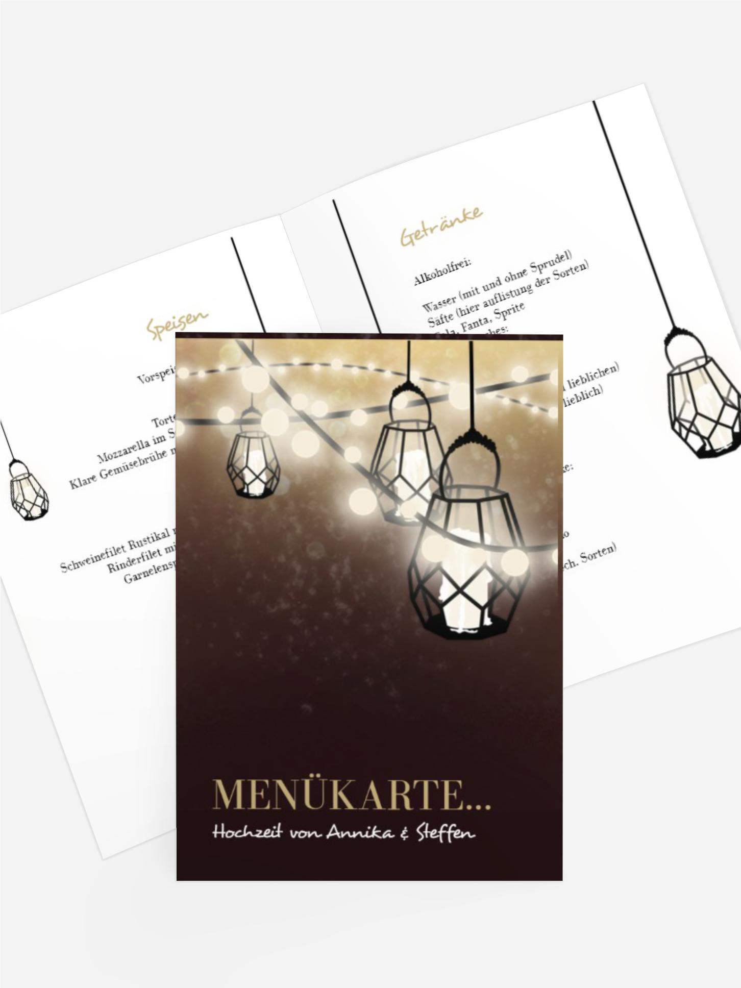 Hochzeitsmenükarte Vintage Laterne